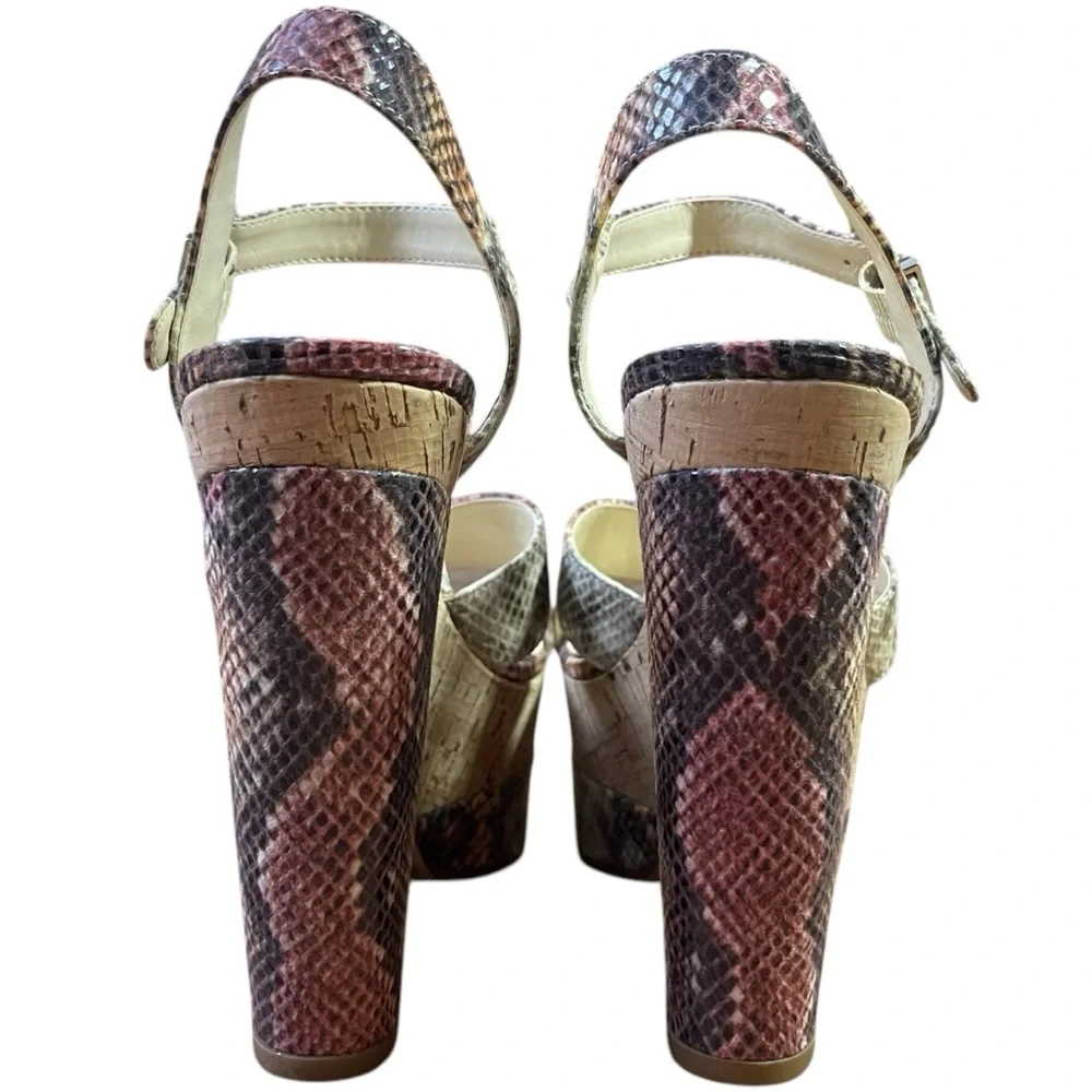 Jessica Simpson Jirie Heights Snakeskin‎ Platform Wedge Heels Y2K Chunky Sandals